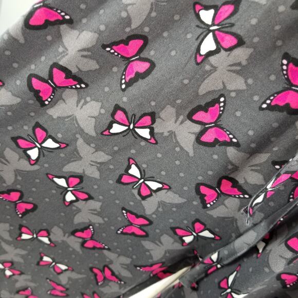 Mayfair Gray Pink White Butterflys Soft Sleep Pants Size Small - Picture 4 of 5